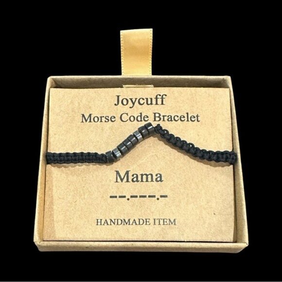 Morse Code Bracelet Black Beaded Slider Adjustable New - Picture 1 of 4